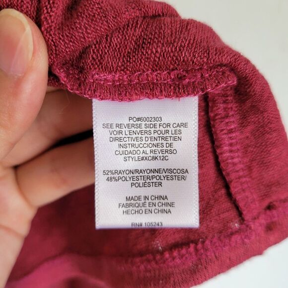 NEW Bobeau Burgundy Wine Red Marianne Ruffle Flare Short Sleeve Knit Cardigan - Picture 12 of 14